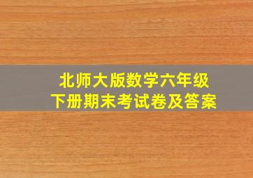 北师大版数学六年级下册期末考试卷及答案