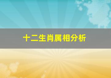 十二生肖属相分析