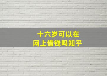 十六岁可以在网上借钱吗知乎