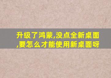 升级了鸿蒙,没点全新桌面,要怎么才能使用新桌面呀