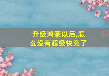 升级鸿蒙以后,怎么没有超级快充了