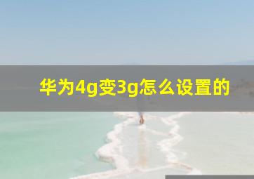 华为4g变3g怎么设置的