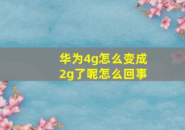 华为4g怎么变成2g了呢怎么回事