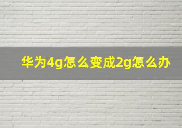 华为4g怎么变成2g怎么办