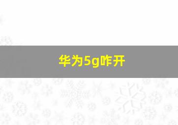 华为5g咋开