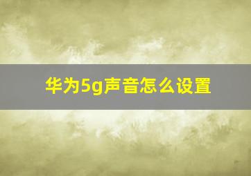 华为5g声音怎么设置