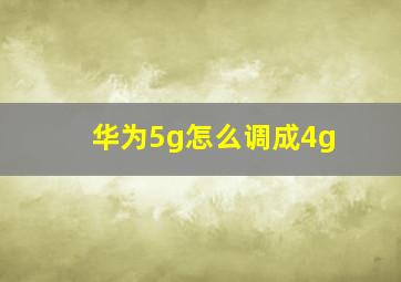 华为5g怎么调成4g