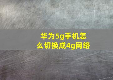 华为5g手机怎么切换成4g网络