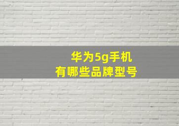 华为5g手机有哪些品牌型号