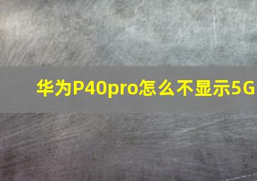 华为P40pro怎么不显示5G