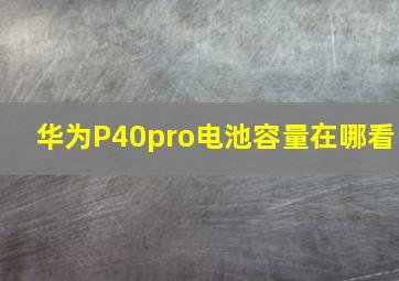 华为P40pro电池容量在哪看