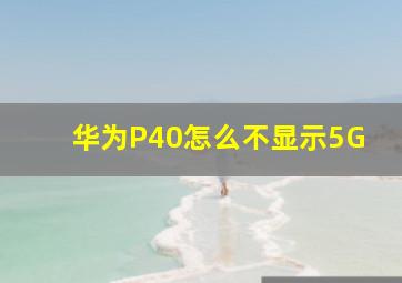 华为P40怎么不显示5G