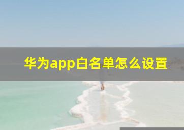 华为app白名单怎么设置