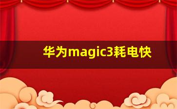 华为magic3耗电快