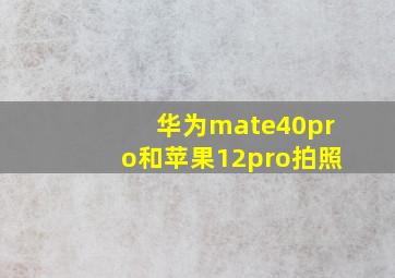 华为mate40pro和苹果12pro拍照