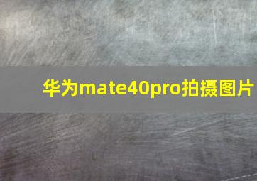 华为mate40pro拍摄图片