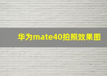 华为mate40拍照效果图