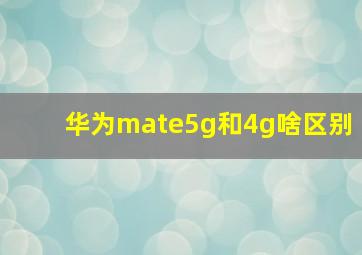 华为mate5g和4g啥区别