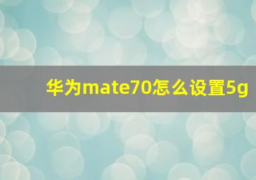 华为mate70怎么设置5g