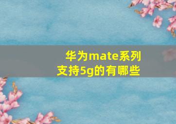 华为mate系列支持5g的有哪些