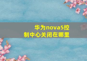 华为nova5控制中心关闭在哪里