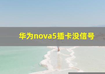 华为nova5插卡没信号