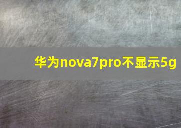 华为nova7pro不显示5g