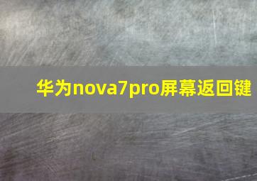 华为nova7pro屏幕返回键