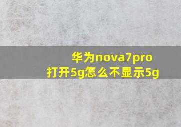 华为nova7pro打开5g怎么不显示5g