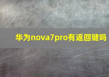 华为nova7pro有返回键吗