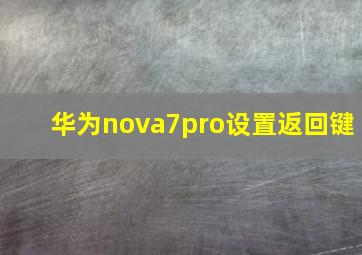 华为nova7pro设置返回键