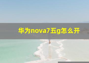 华为nova7五g怎么开