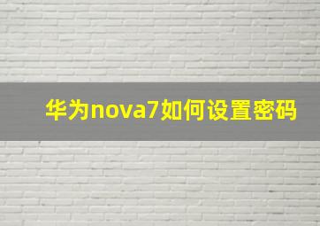 华为nova7如何设置密码