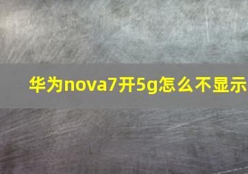 华为nova7开5g怎么不显示