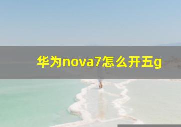 华为nova7怎么开五g