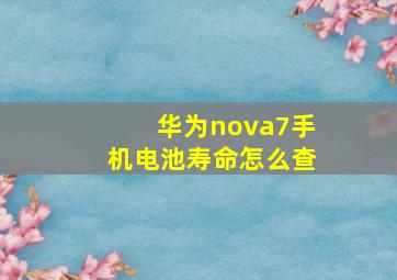 华为nova7手机电池寿命怎么查