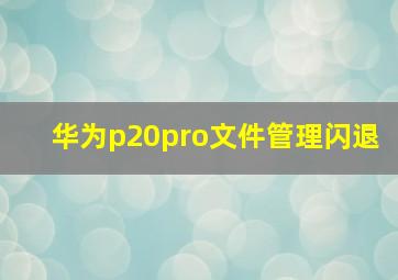 华为p20pro文件管理闪退