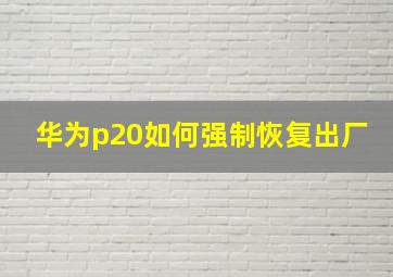 华为p20如何强制恢复出厂