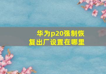 华为p20强制恢复出厂设置在哪里