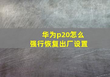 华为p20怎么强行恢复出厂设置