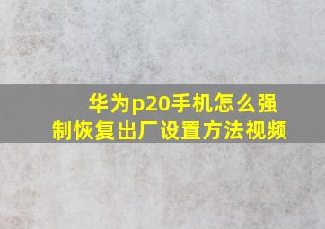 华为p20手机怎么强制恢复出厂设置方法视频