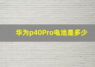 华为p40Pro电池是多少