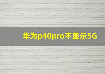 华为p40pro不显示5G