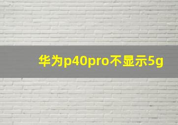 华为p40pro不显示5g