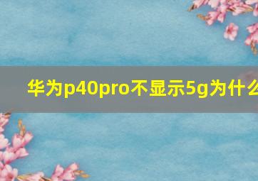 华为p40pro不显示5g为什么