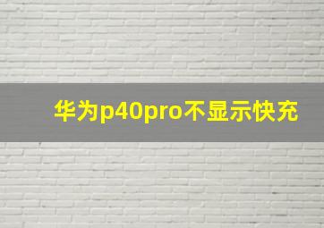 华为p40pro不显示快充