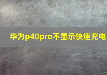 华为p40pro不显示快速充电