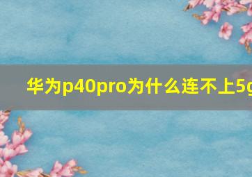 华为p40pro为什么连不上5g