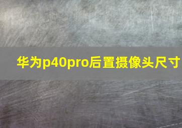 华为p40pro后置摄像头尺寸