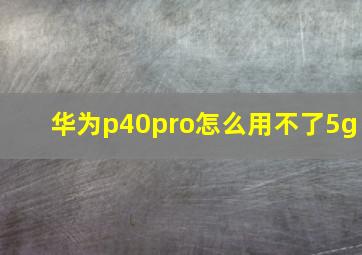 华为p40pro怎么用不了5g